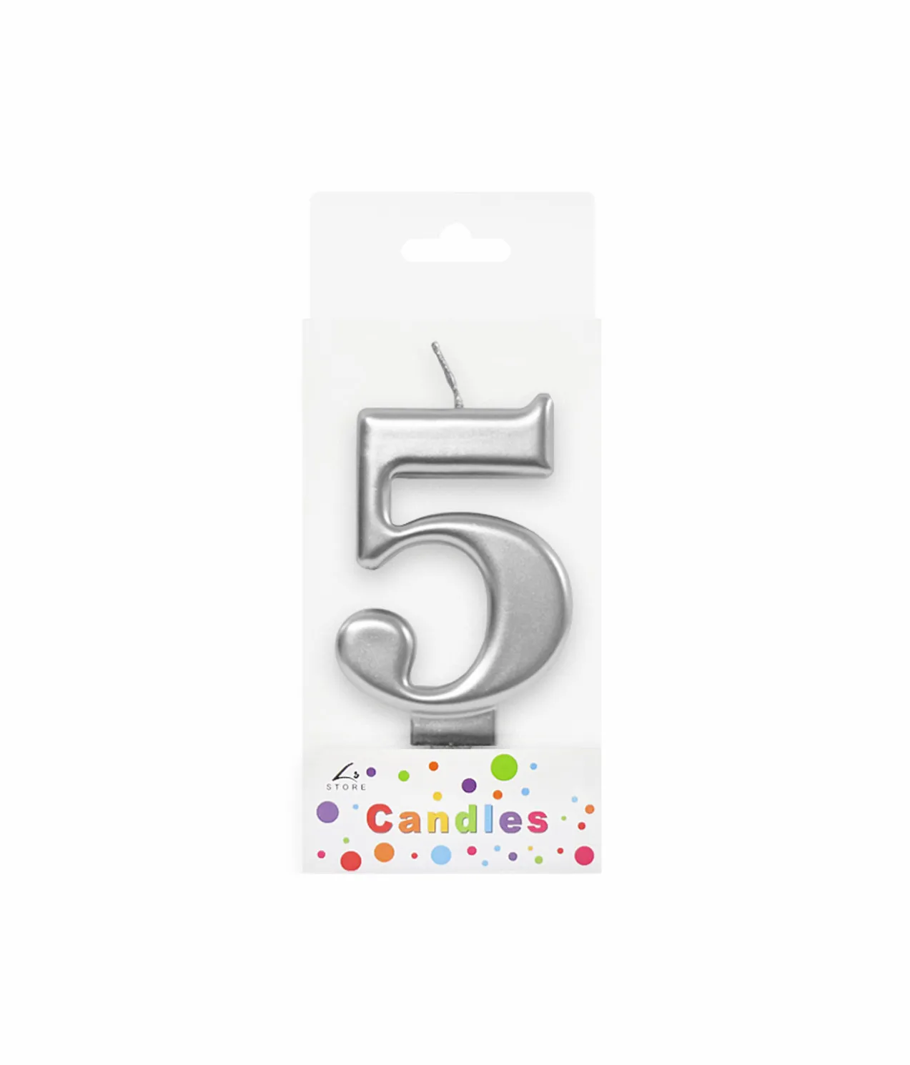 Metallic Silver Number Candle 5