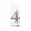 Metallic Silver Number Candle 4