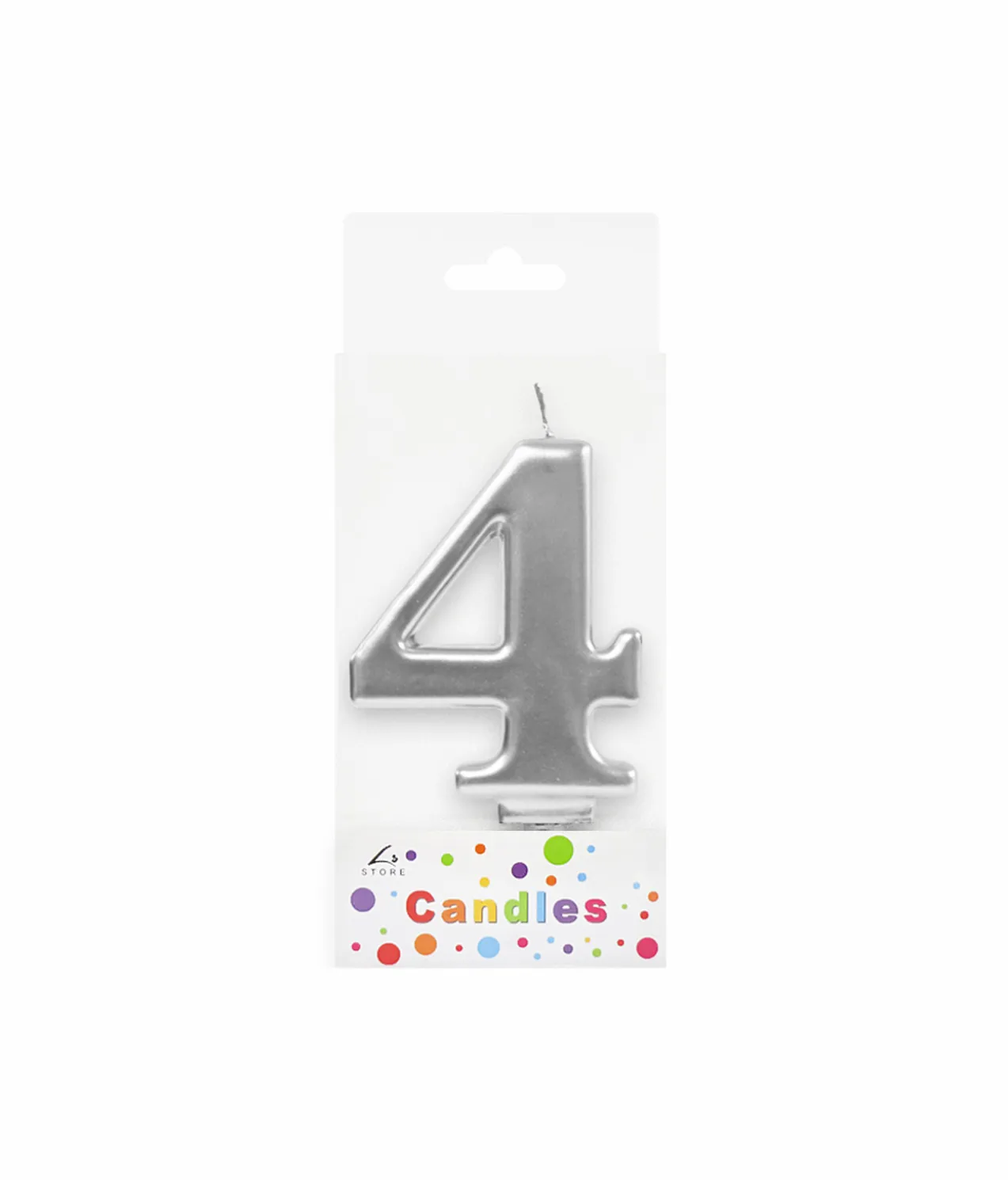 Metallic Silver Number Candle 4