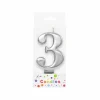 Metallic Silver Number Candle 3
