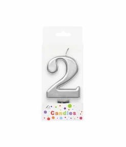 Metallic Silver Number Candle 2