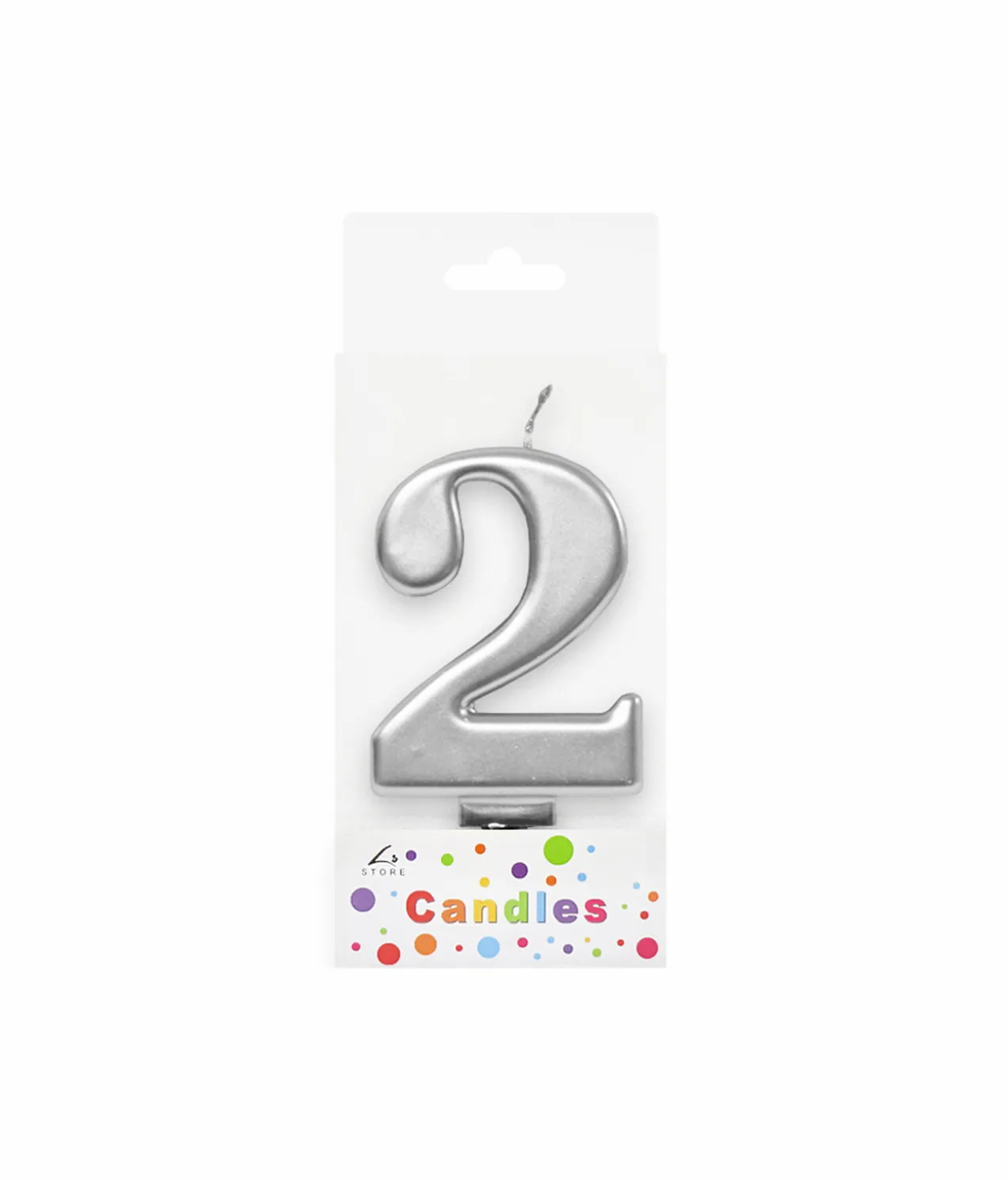 Metallic Silver Number Candle 2