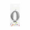 Metallic Silver Number Candle 0