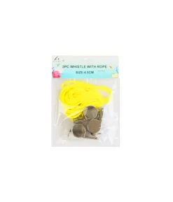 Metal Whistle With Yellow Rope 3pc
