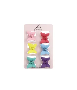 Mixed Colour Butterfly Hair Clip Set 6pk