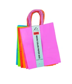 Mixed Neon Medium Paper Bags 12pc