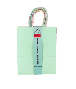 Mixed Pastel Medium Paper Bags 12pc