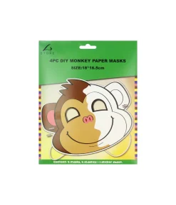 Monkey DIY Paper Masks 18cm 4pc