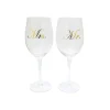 Mr & Mrs Clear Stem Wine Glass Set