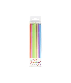 Multicolour Rainbow Metallic Candles 16pk