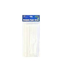Natural Bent Paper Straws 50pk