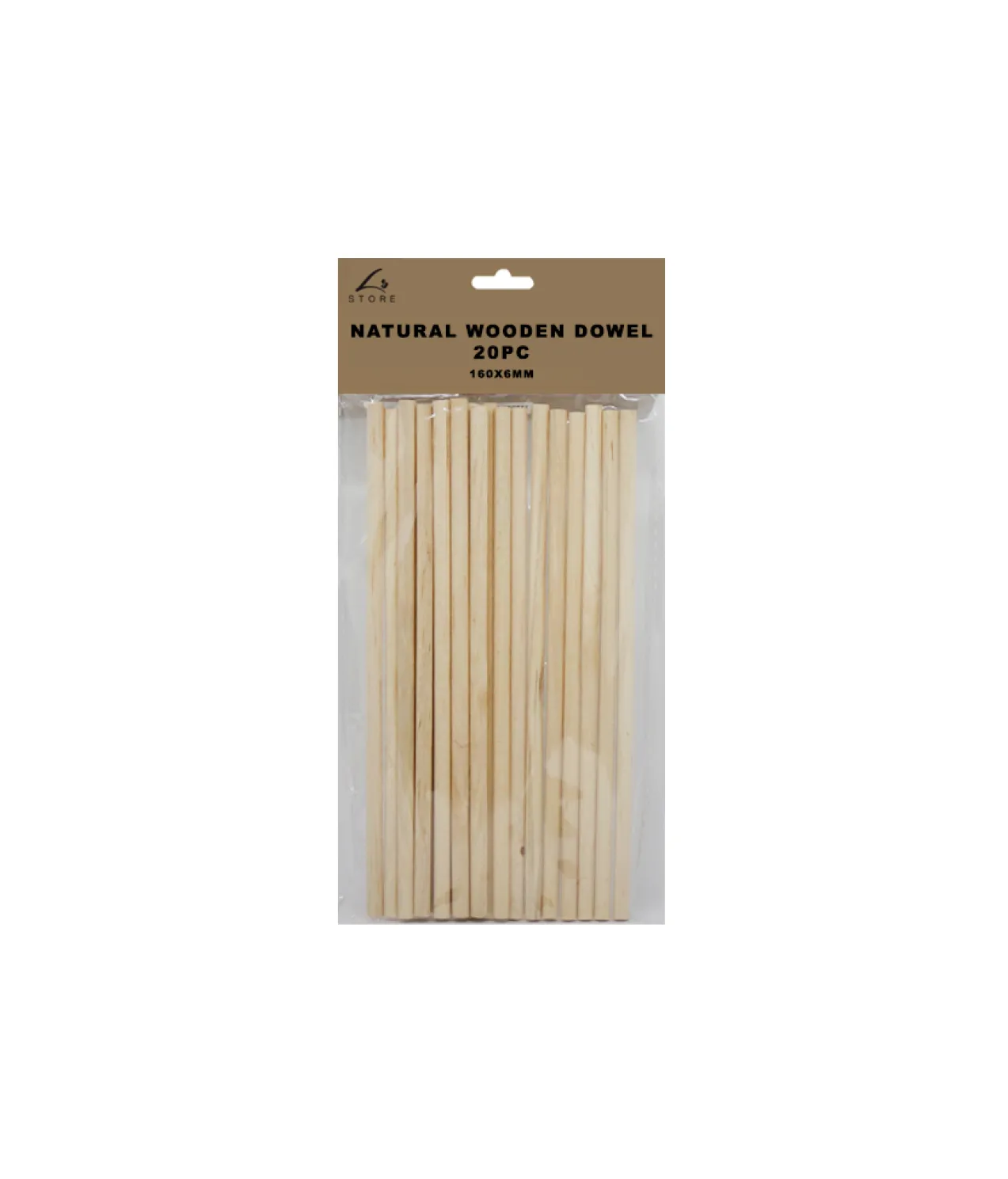 Natural Wooden Dowel 160x6mm