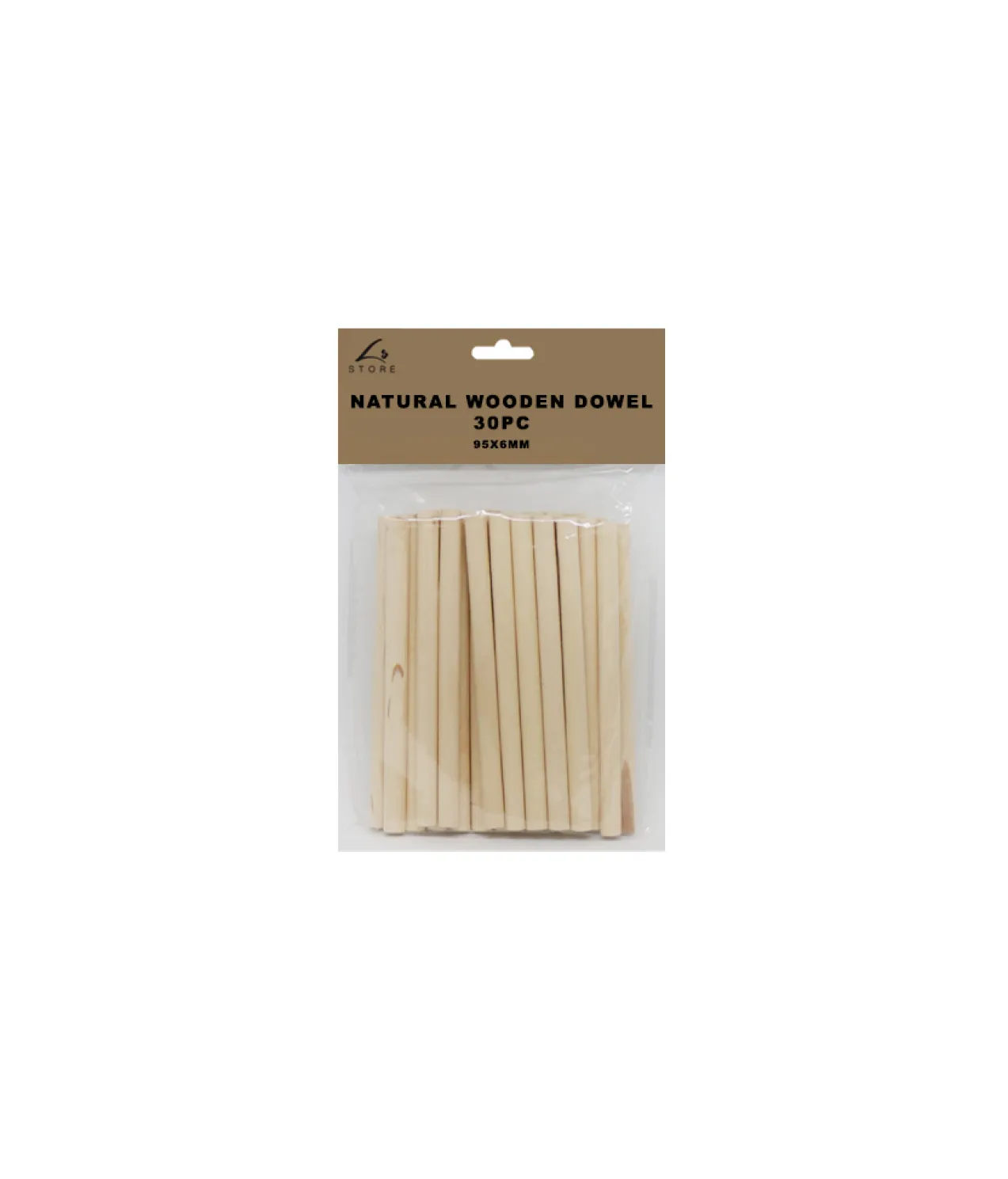 Natural Wooden Dowel 95x6mm