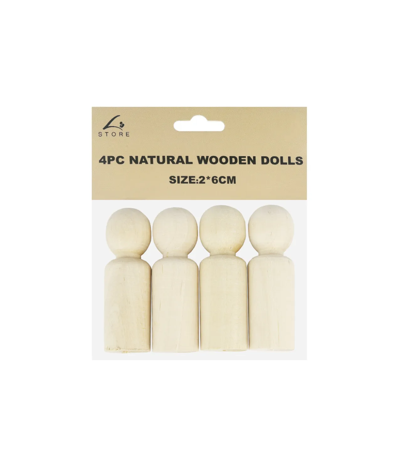 Natural Wooden Peg Dolls 6cm 4pk