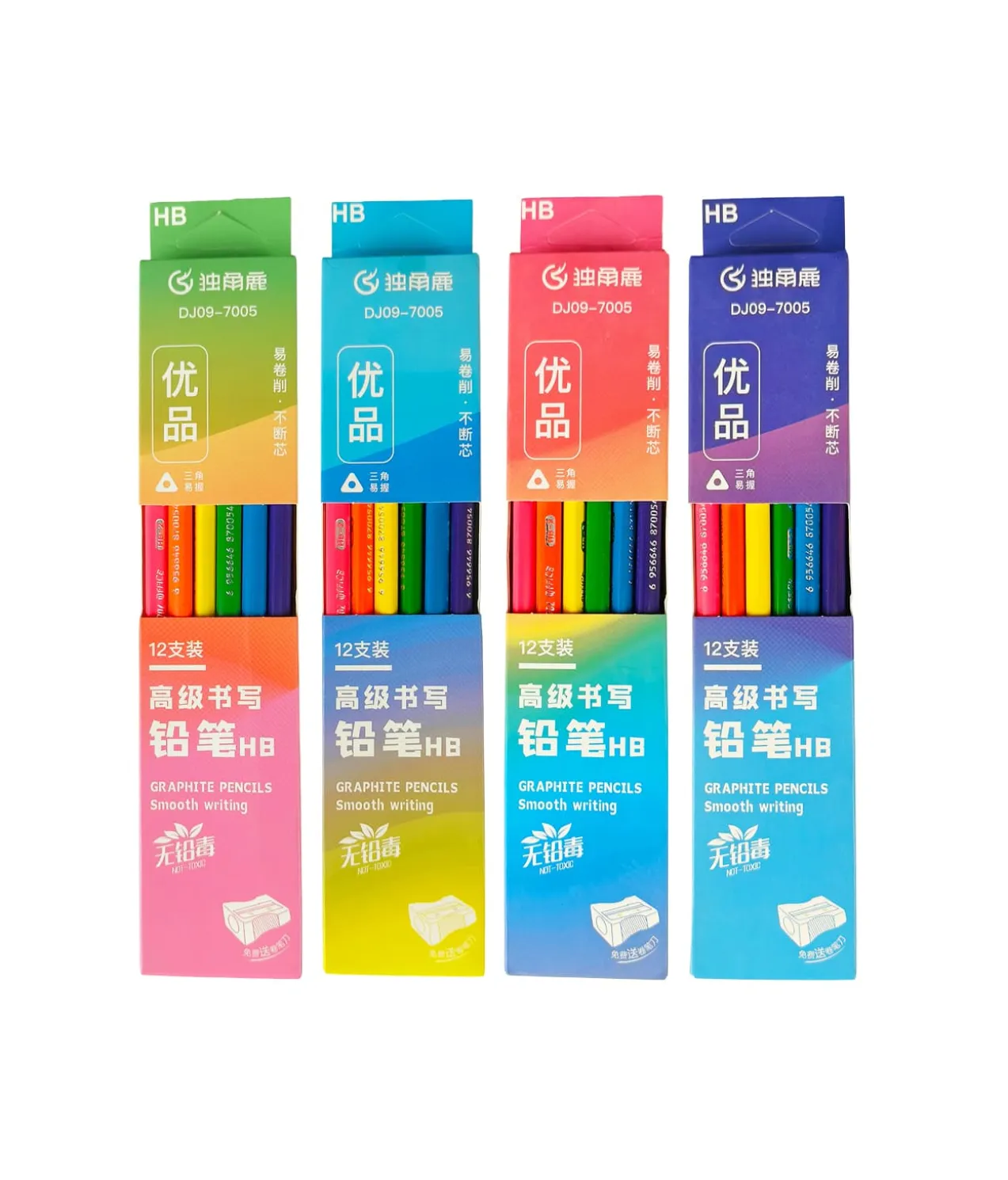 Neon Color Design HB Black Pencil 12pc Assorted