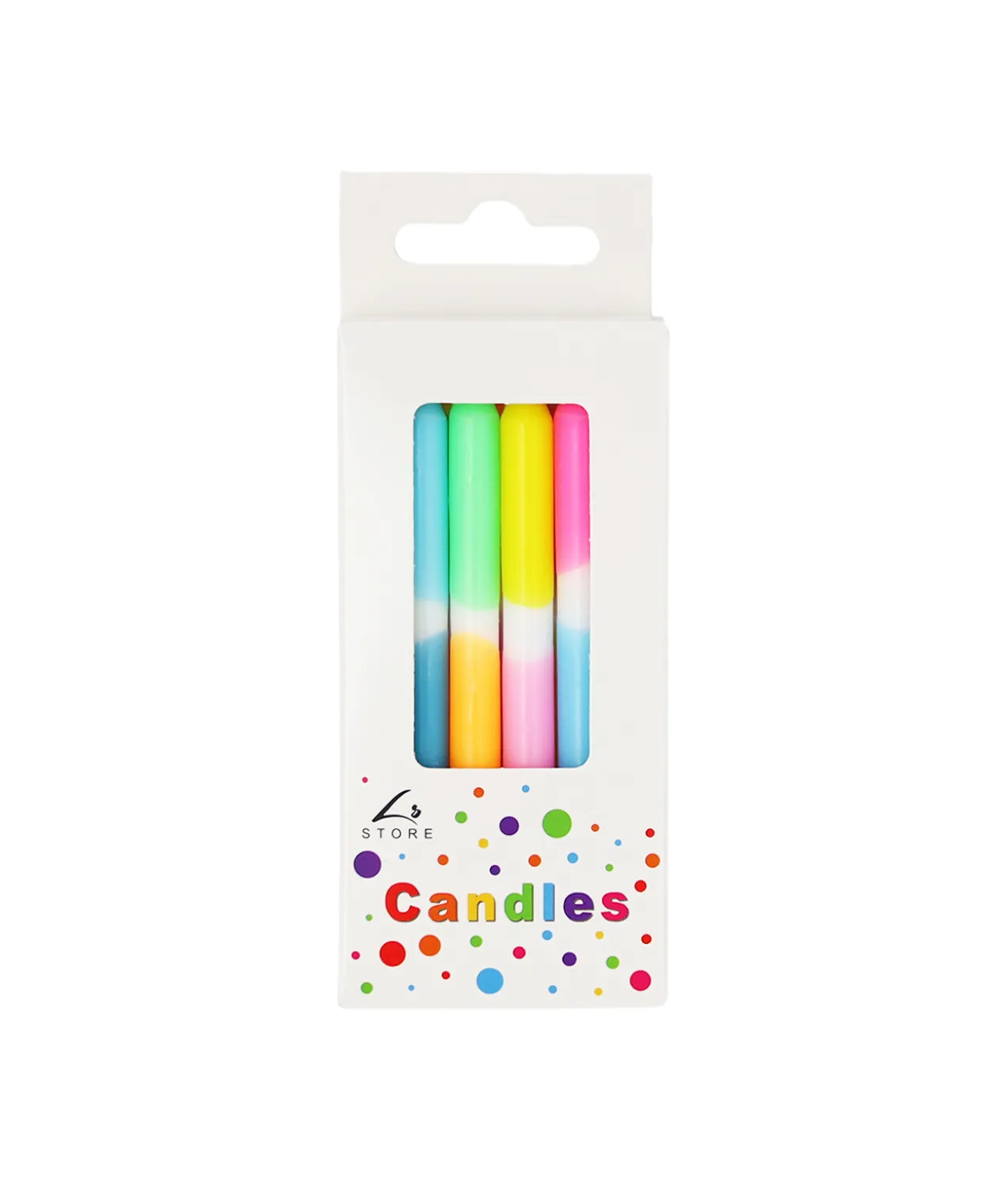 Neon Gradient Rainbow Birthday Candles 8pc