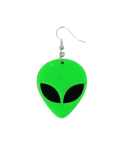 Neon Green Alien Earrings 5.5x3cm