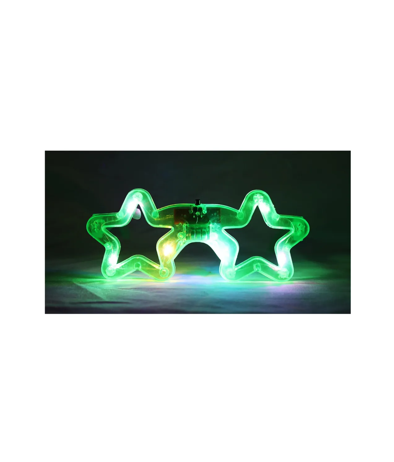 Neon Green LED Star Glasses 14.5 x 6cm
