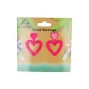 Neon Pink Heart Earrings 4.5×3.5cm