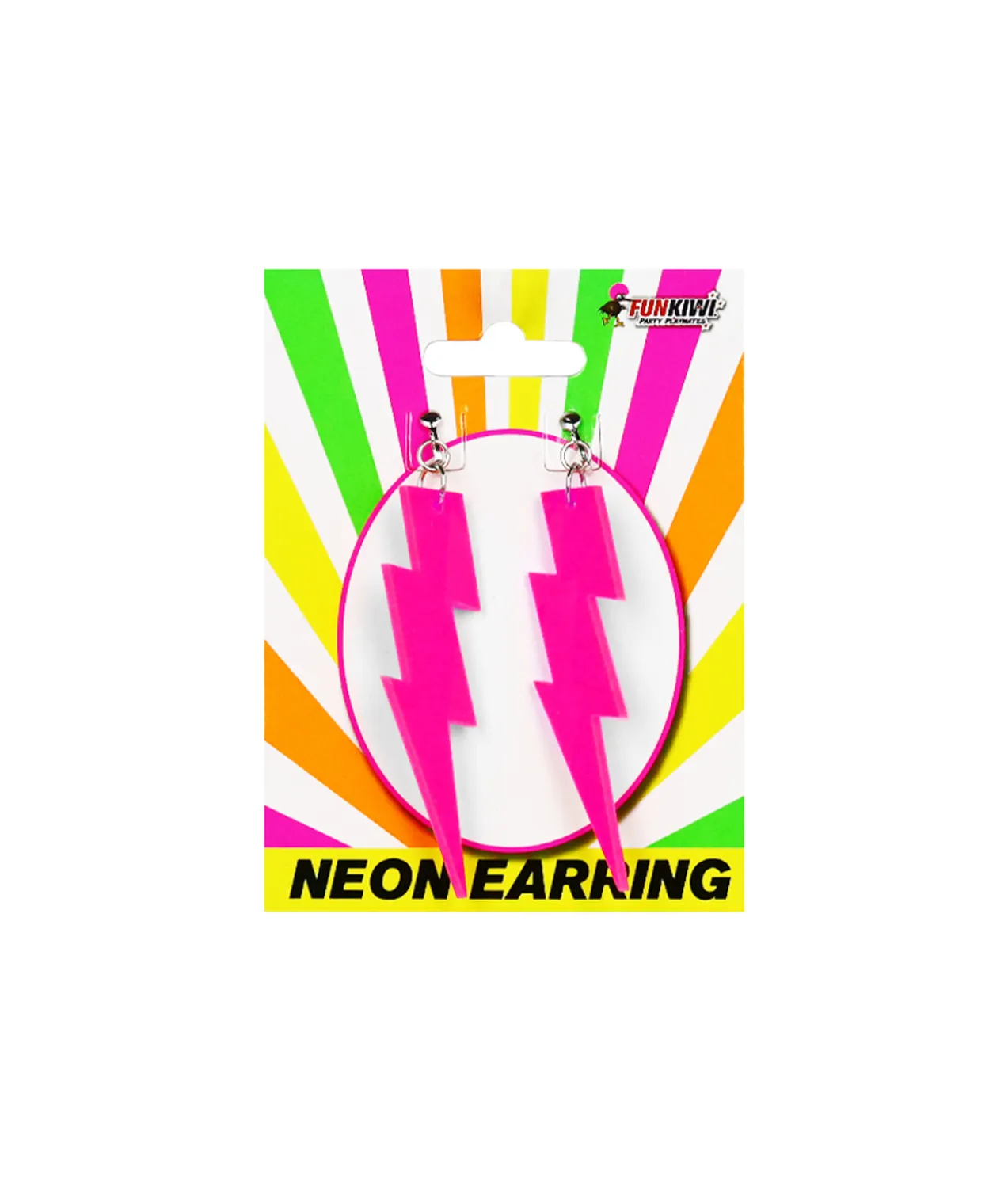 Neon Pink Lightning Earrings