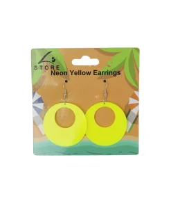 Neon Yellow Circle Earrings 7x5cm