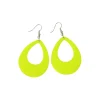 Neon Yellow Oval Earrings 6.5×3.8cm