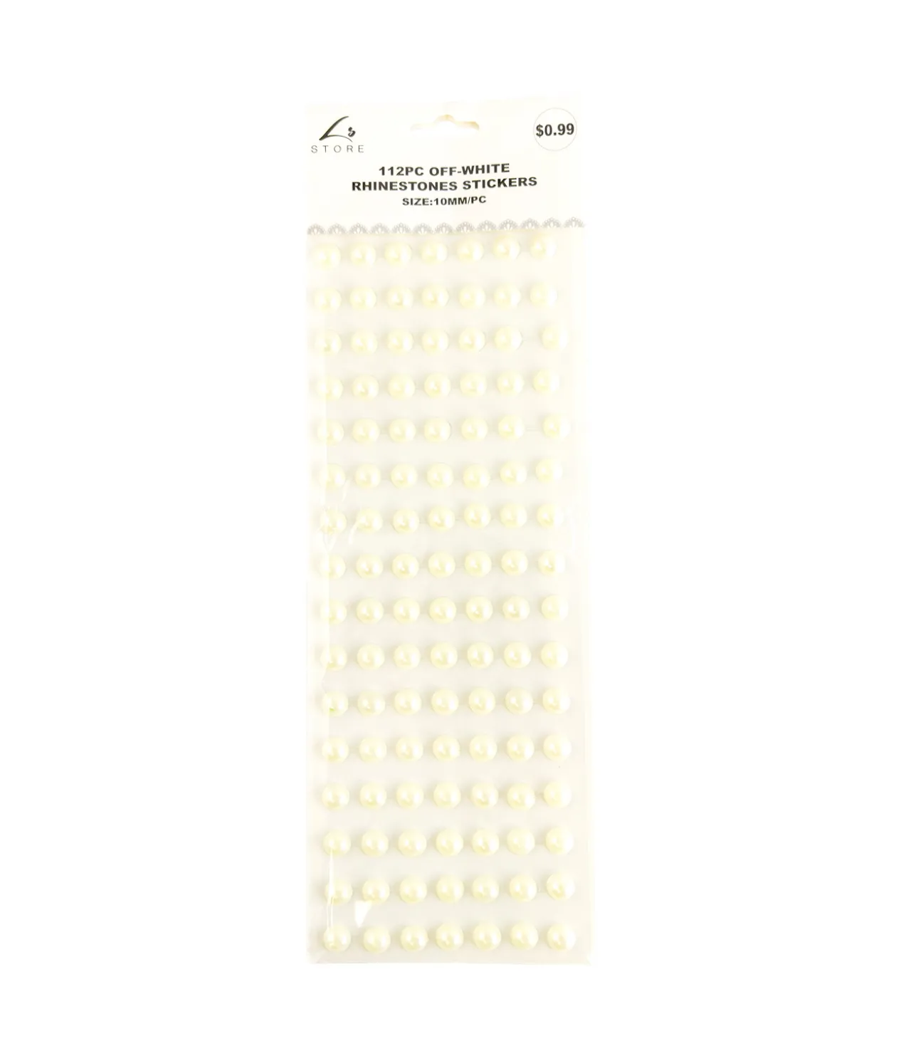 Off-White Rhinestones Stickers 10mm 112pc