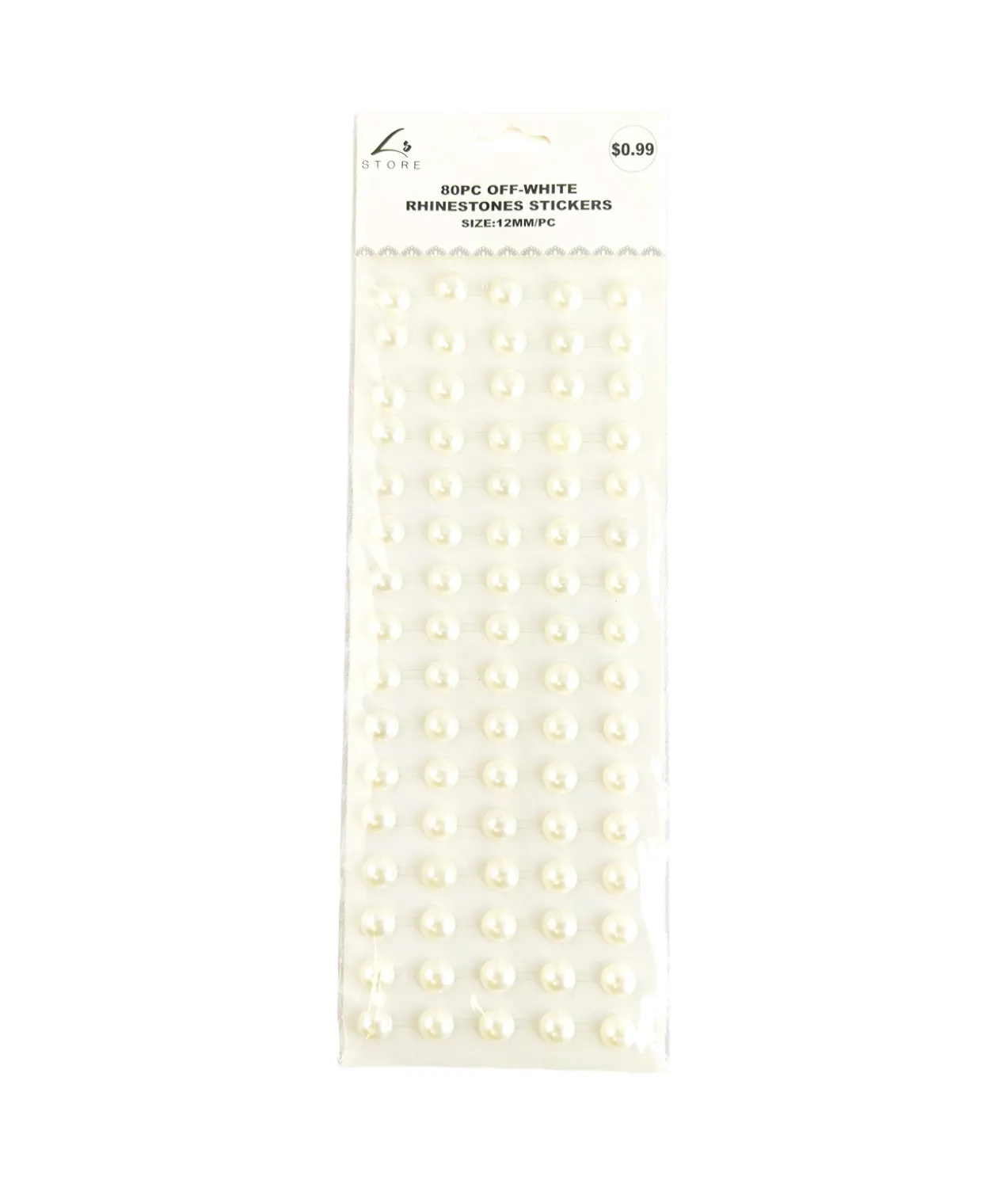 Off-White Rhinestones Stickers 12mm 80pc