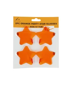 Orange Party Star Glasses 15x7cm 2pc
