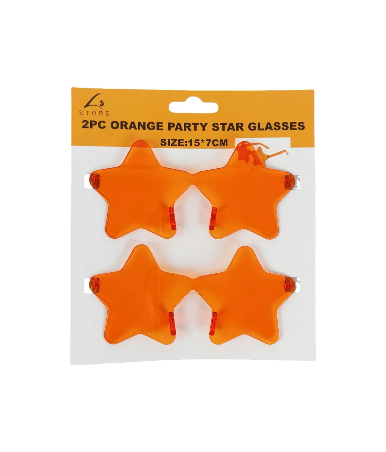 Orange Party Star Glasses 15x7cm 2pc