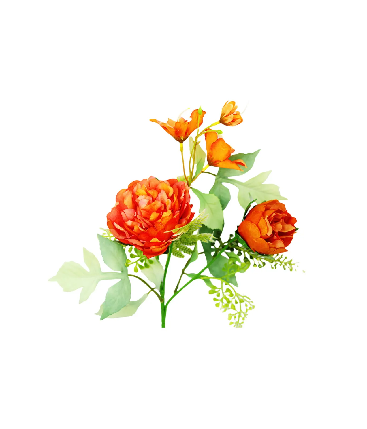 Orange Peony 2 Head 45cm