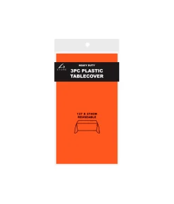 Orange Plastic Tablecover 3pk