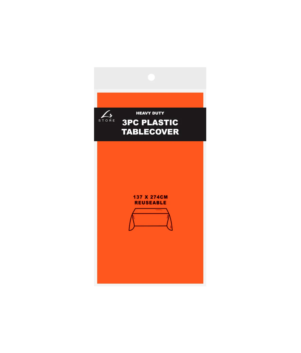Orange Plastic Tablecover 3pk