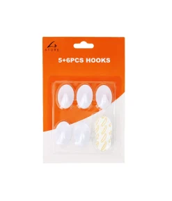 5 Oval Hooks +6 Adhesive