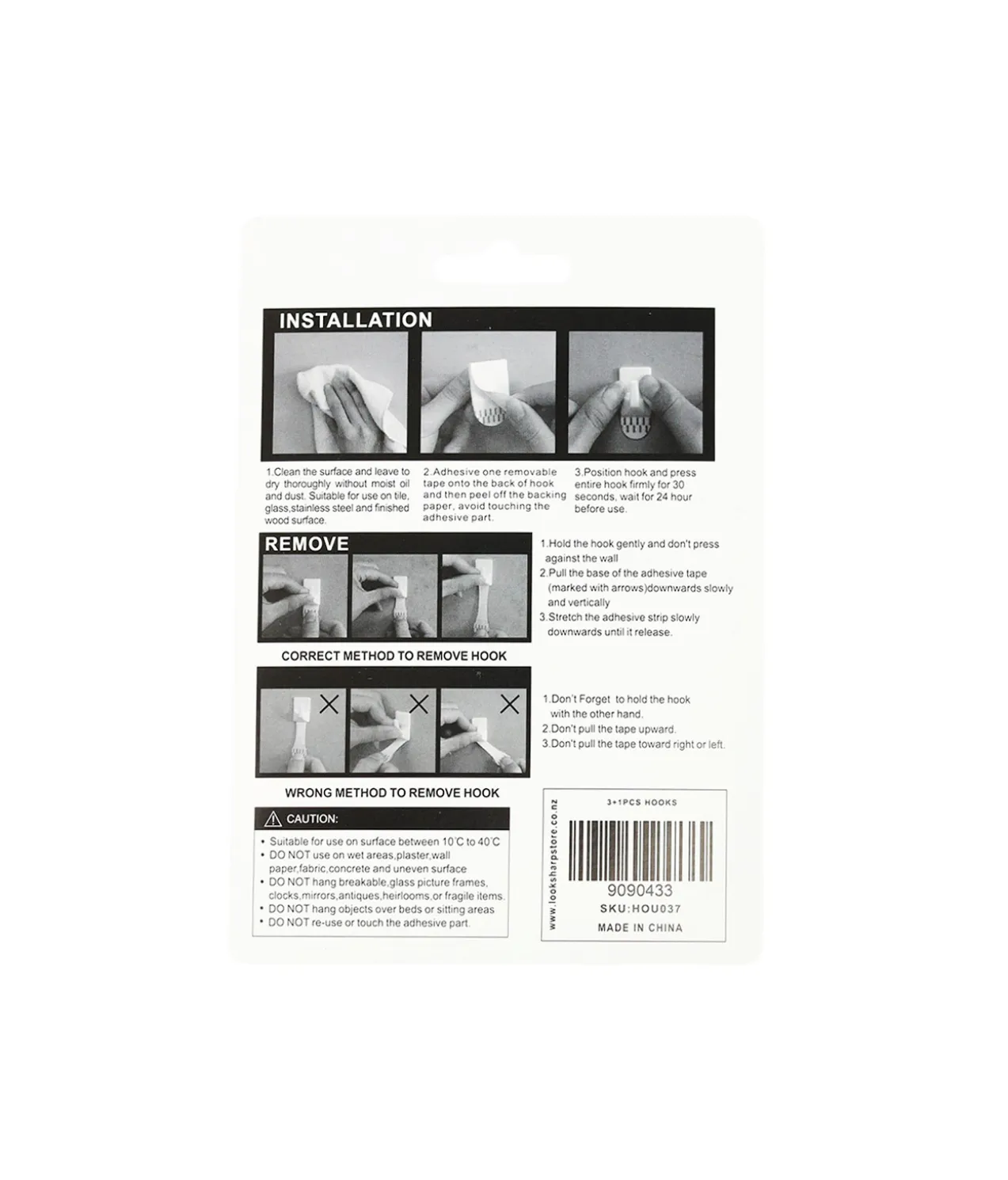 3 Oval Hooks +1 Adhesive