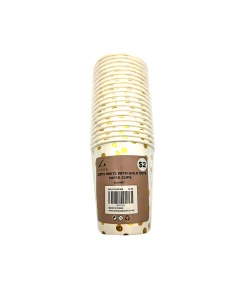 Paper Cups White With Gold Dot 9oz x 20pc
