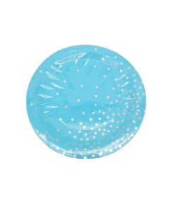 Paper Plate Blue With Silver Dots 7in 12pk