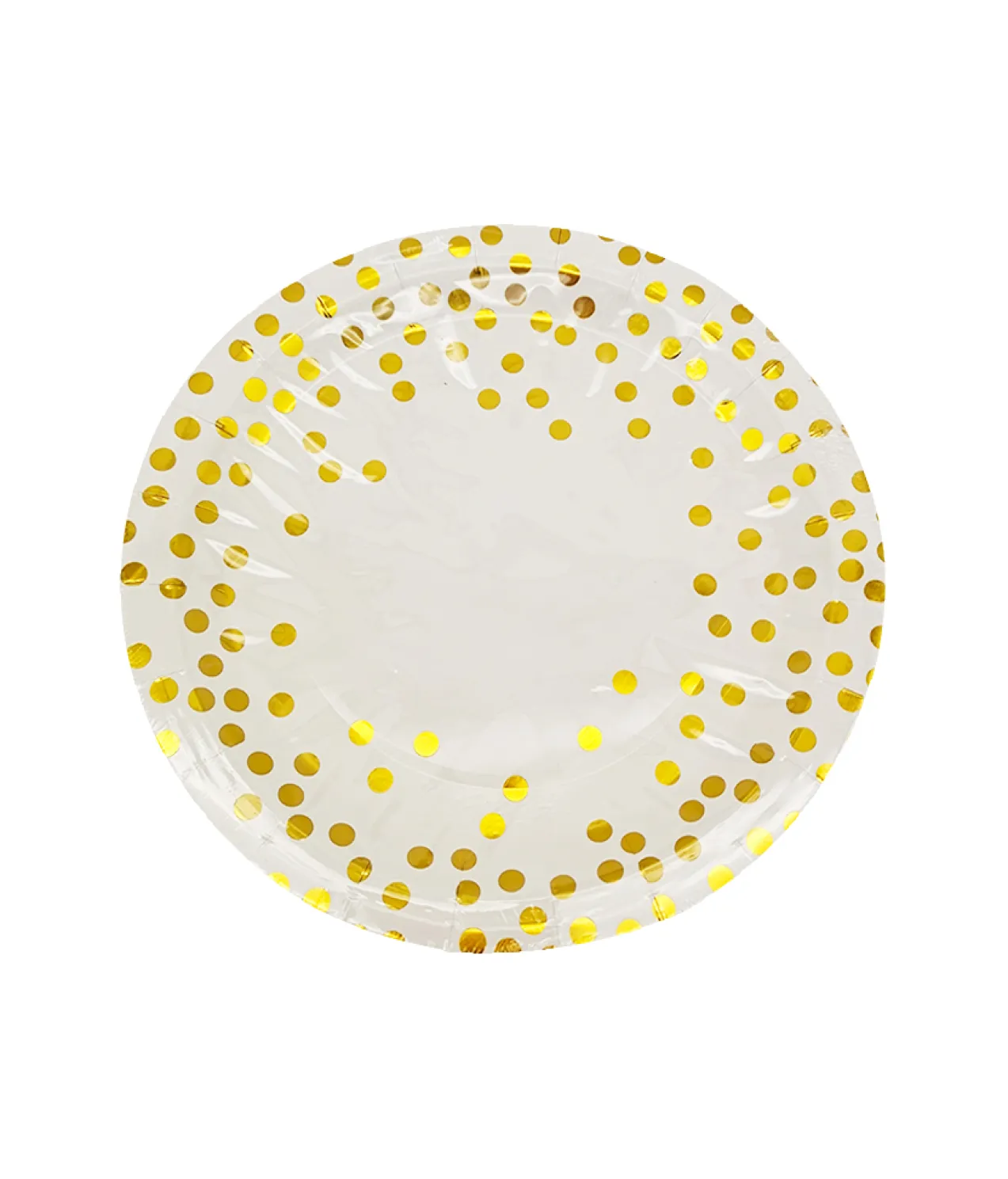Paper Plate White With Gold Dots 12pc x 9in