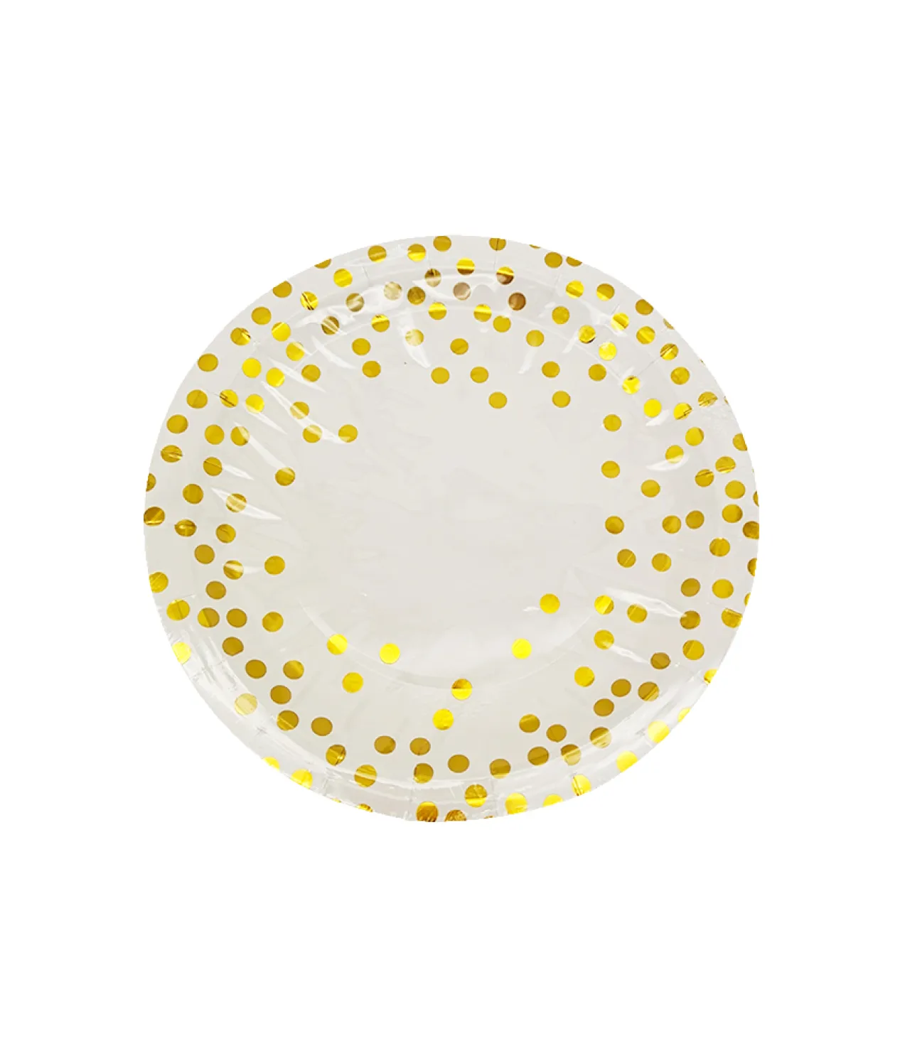 Paper Plate White With Gold Dots 12pc x 7in