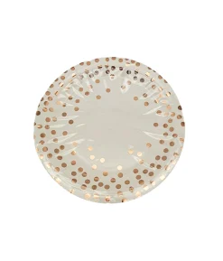 Paper Plate White With Rose Gold 12pc x 7in