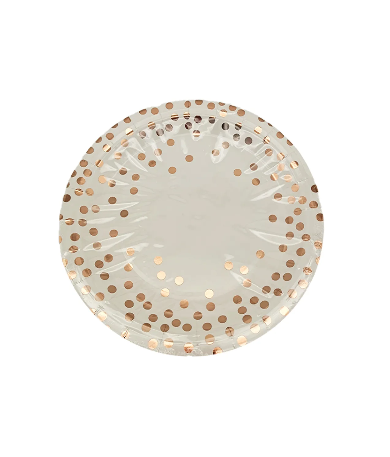 Paper Plate White With Rose Gold 12pc x 7in