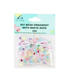 Pastel balls with Letter DIY Bead Ornament With White Rope 30g