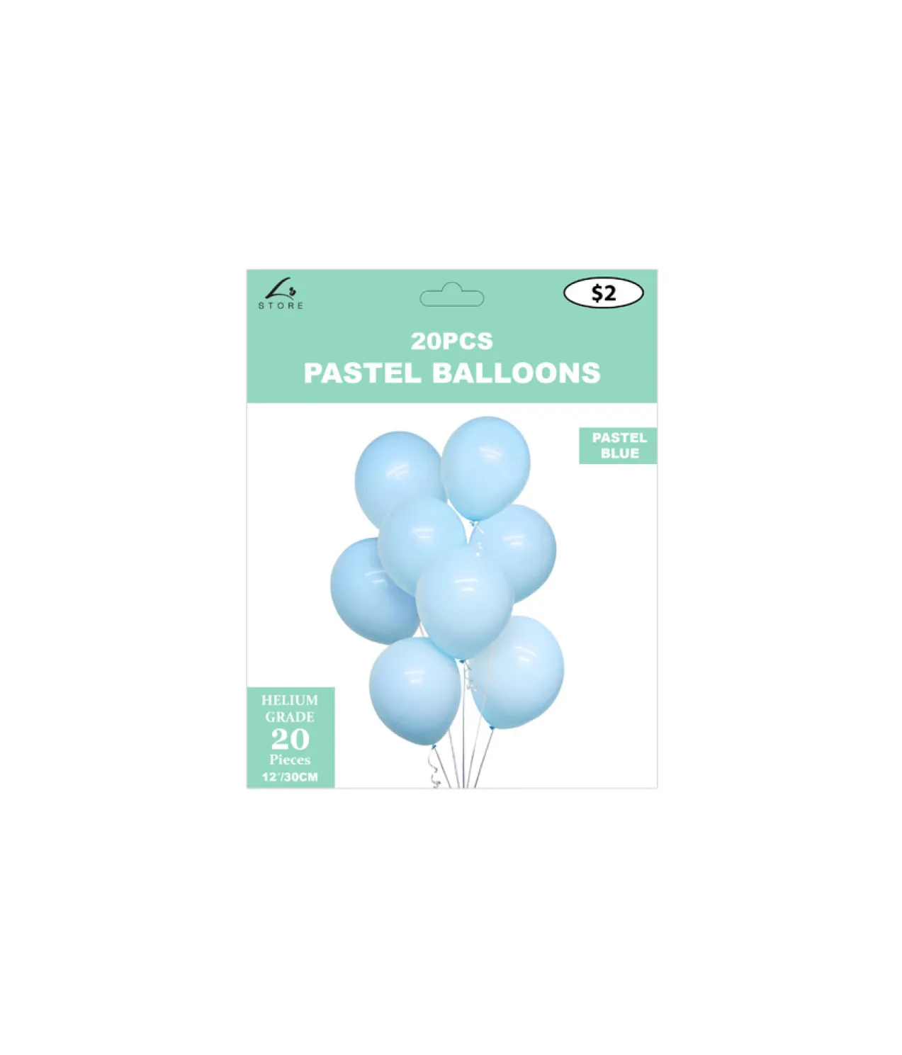 Pastel Blue Latex Balloons 12inch 20pk