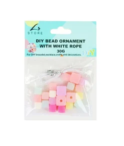 Pastel Cube DIY Bead Ornament With White Rope 30g