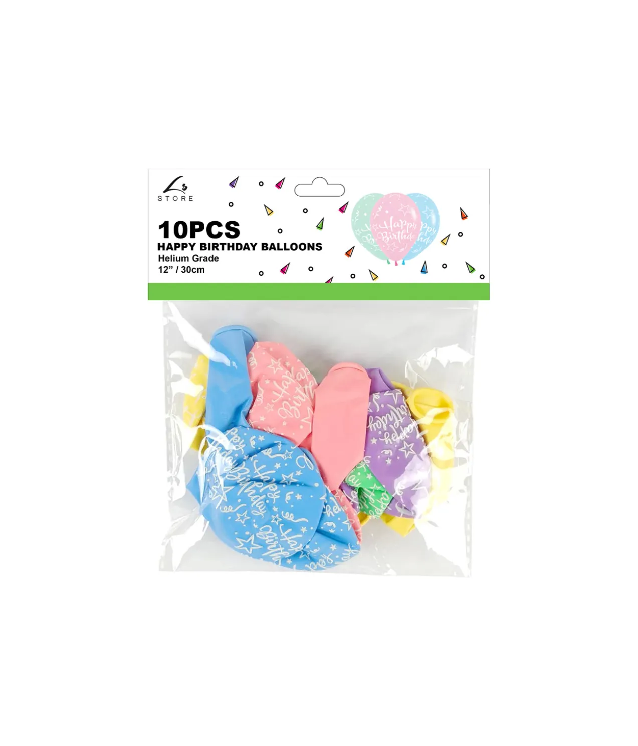Pastel Happy Birthday Balloon 12in 10pk