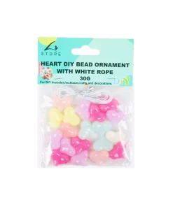 Pastel Heart DIY Bead Ornament With White Rope 30g