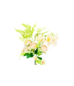 Peach Rose And Peach Dahlia Bush 6 Heads 49cm