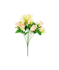 Peach Rose Bush 9 Heads 38cm