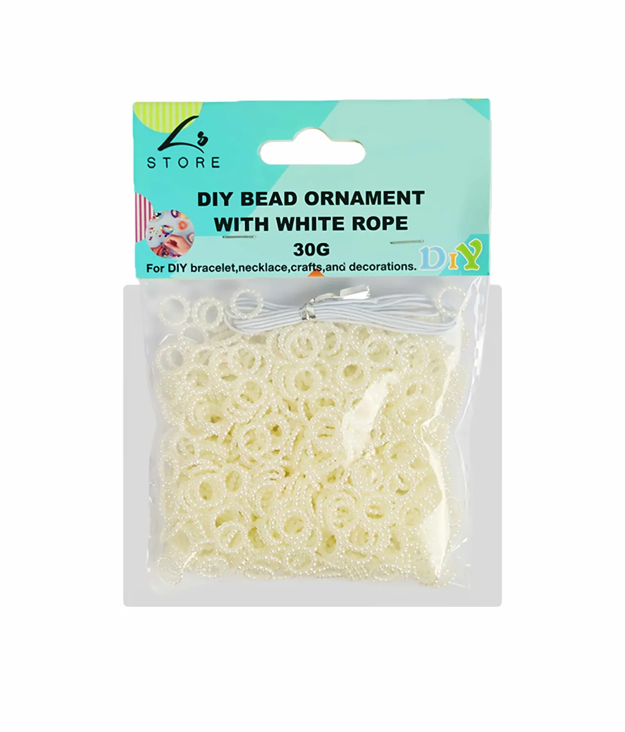 Pearl Circle DIY Bead Ornament With White Rope 30g