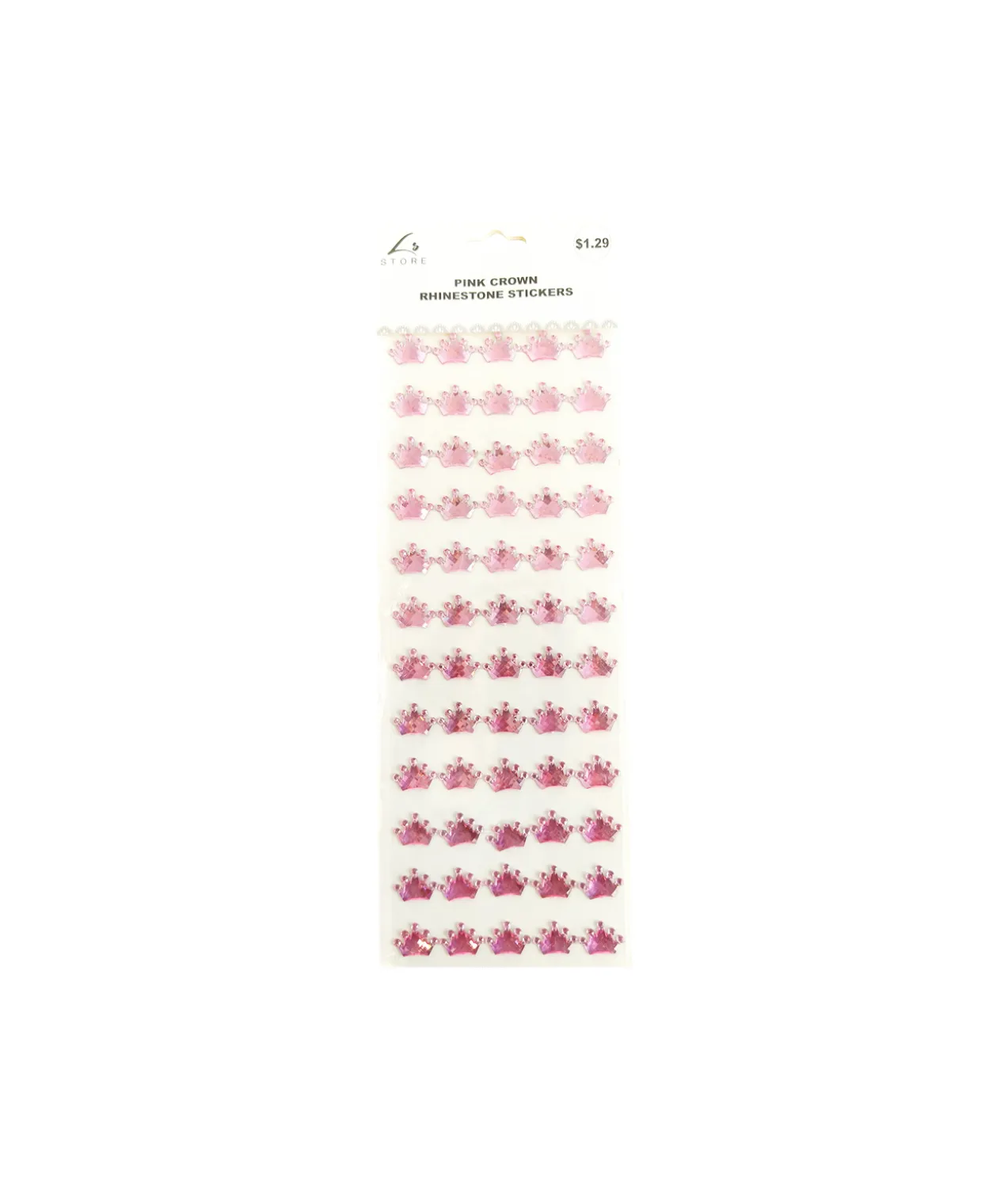 Pink Crown Rhinestone Stickers